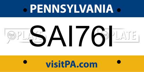 SAI76I Pennsylvania License Plate