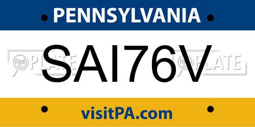 SAI76V Pennsylvania License Plate