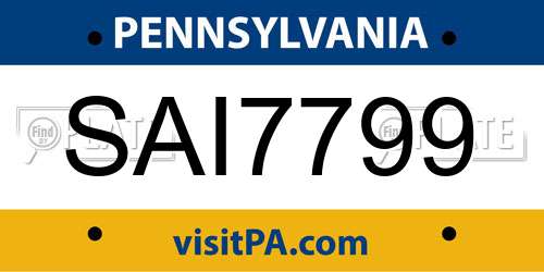 SAI7799 Pennsylvania License Plate
