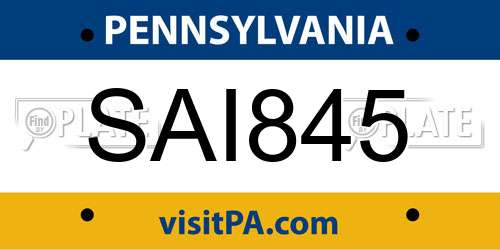 SAI845 Pennsylvania License Plate