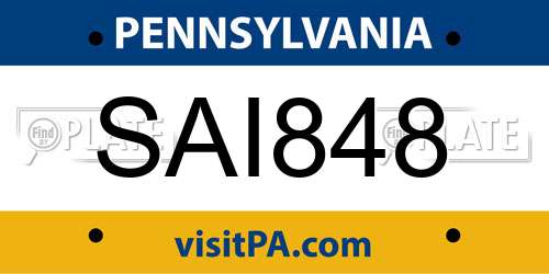 SAI848 Pennsylvania License Plate