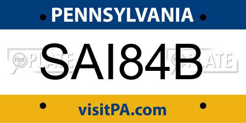 SAI84B Pennsylvania License Plate