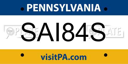 SAI84S Pennsylvania License Plate
