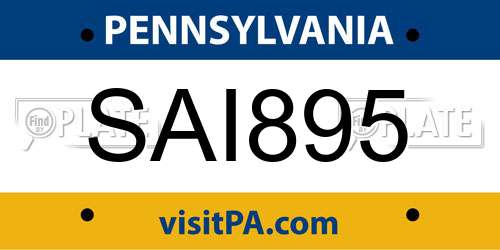 SAI895 Pennsylvania License Plate