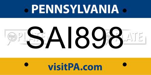SAI898 Pennsylvania License Plate