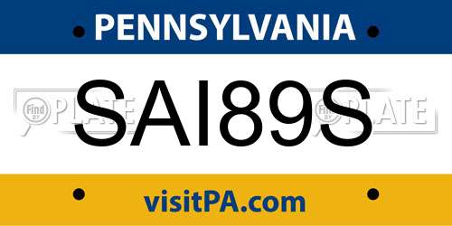 SAI89S Pennsylvania License Plate