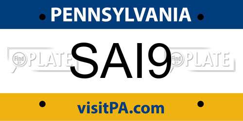 SAI9 Pennsylvania License Plate