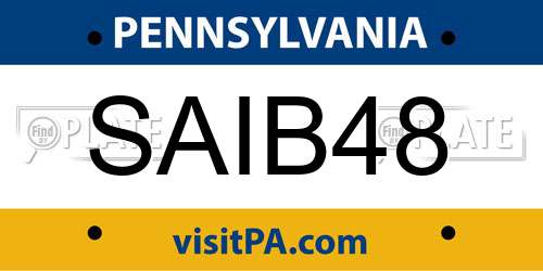 SAIB48 Pennsylvania License Plate