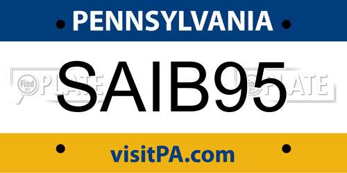 SAIB95 Pennsylvania License Plate