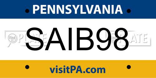 SAIB98 Pennsylvania License Plate