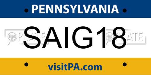 SAIG18 Pennsylvania License Plate