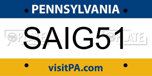SAIG51 Pennsylvania License Plate