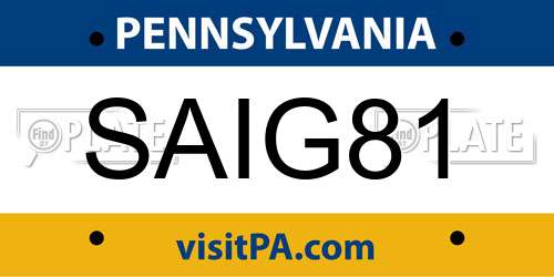 SAIG81 Pennsylvania License Plate