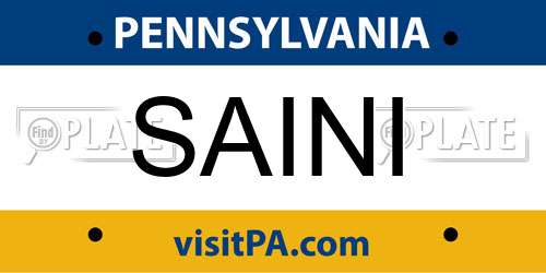 SAINI Pennsylvania License Plate