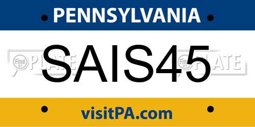 SAIS45 Pennsylvania License Plate