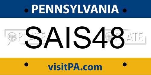 SAIS48 Pennsylvania License Plate