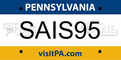 SAIS95 Pennsylvania License Plate