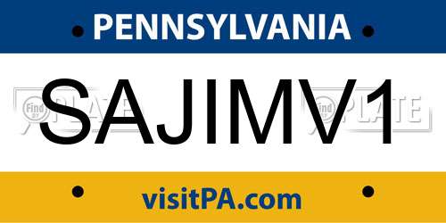 SAJIMV1 Pennsylvania License Plate