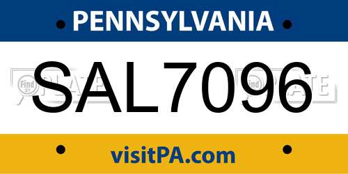 SAL7096 Pennsylvania License Plate