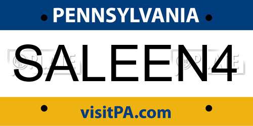 SALEEN4 Pennsylvania License Plate