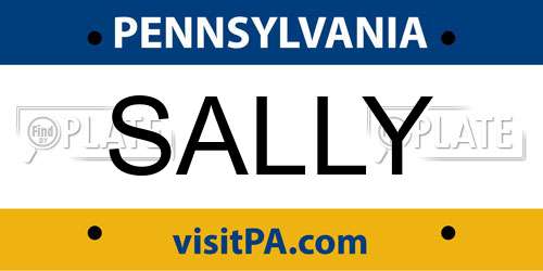 SALLY Pennsylvania License Plate