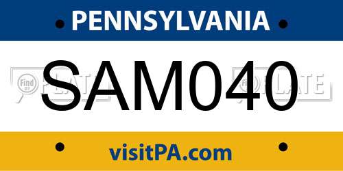 SAM040 Pennsylvania License Plate
