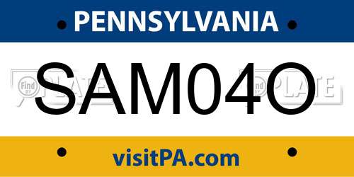 SAM04O Pennsylvania License Plate