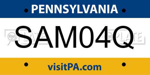 SAM04Q Pennsylvania License Plate
