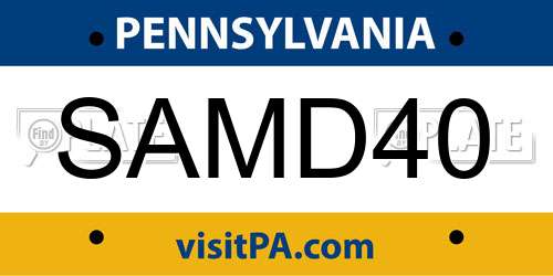 SAMD40 Pennsylvania License Plate