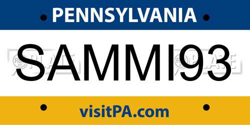 SAMMI93 Pennsylvania License Plate