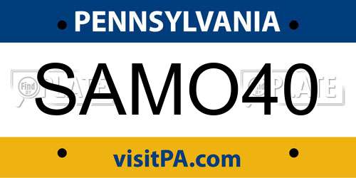 SAMO40 Pennsylvania License Plate