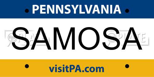 SAMOSA Pennsylvania License Plate