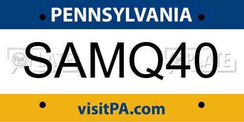 SAMQ40 Pennsylvania License Plate