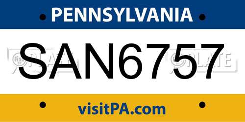 SAN6757 Pennsylvania License Plate