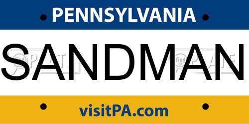 SANDMAN Pennsylvania License Plate