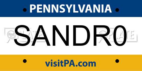 SANDR0 Pennsylvania License Plate