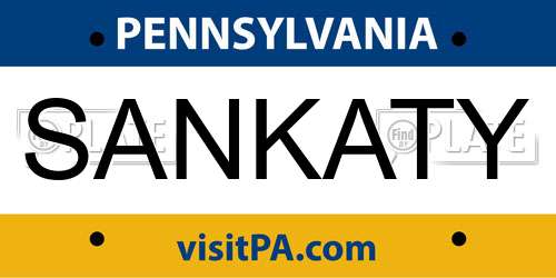 SANKATY Pennsylvania License Plate
