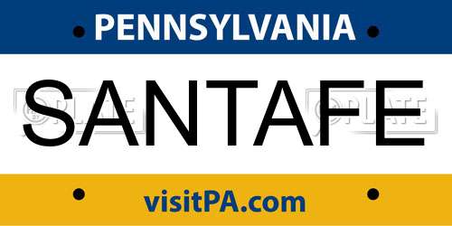 SANTAFE Pennsylvania License Plate