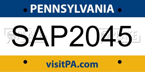 SAP2045 Pennsylvania License Plate