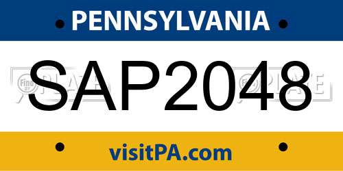 SAP2048 Pennsylvania License Plate