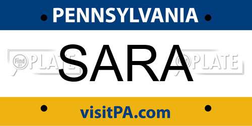 SARA Pennsylvania License Plate