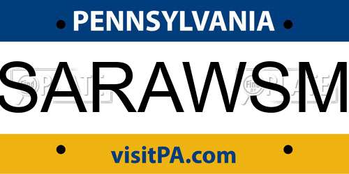 SARAWSM Pennsylvania License Plate