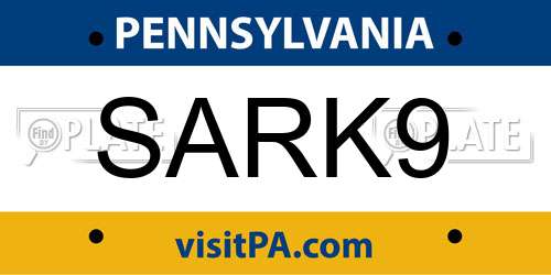 SARK9 Pennsylvania License Plate
