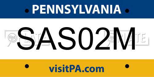 SAS02M Pennsylvania License Plate