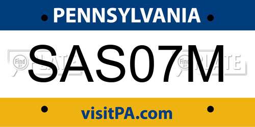 SAS07M Pennsylvania License Plate