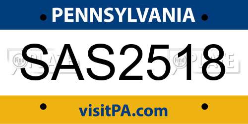 SAS2518 Pennsylvania License Plate