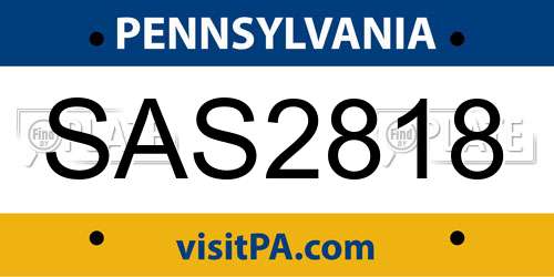 SAS2818 Pennsylvania License Plate
