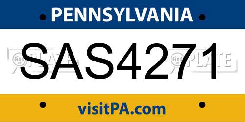 SAS4271 Pennsylvania License Plate