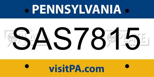 SAS7815 Pennsylvania License Plate