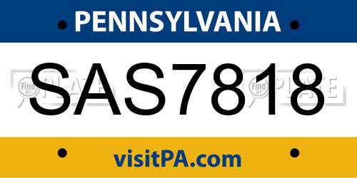 SAS7818 Pennsylvania License Plate